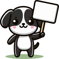 Dog Cartoon Holding Up a Sign