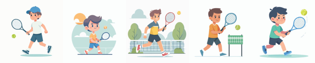 vector collection of boys playing tennis © sarah16blakeyxh2