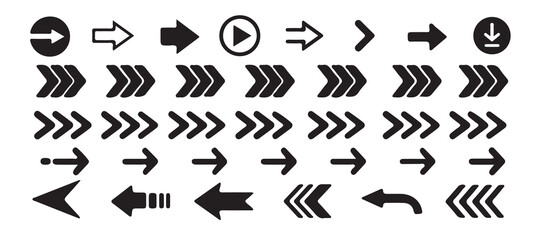 Obraz premium Arrow icon set . different arrow vectior collection. arrows sign, black vector arrows, arrow modern simple arrows, arrow cursor. vector Illustration eps 10.