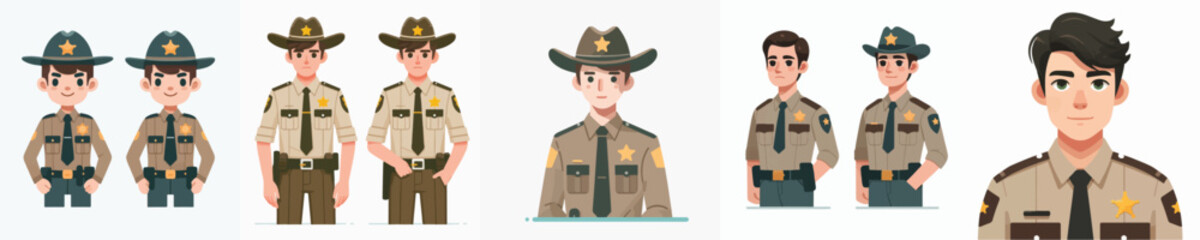 set of sheriff vector characters