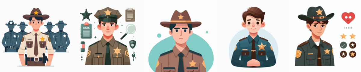 set of sheriff vector characters