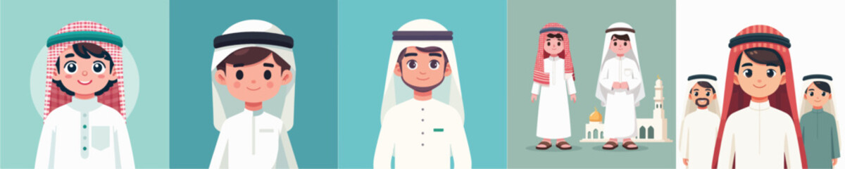 vector boy wearing traditional arabic clothes