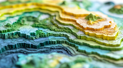 A detailed GIS geodata map showcasing intricate layers of geographic information, emphasizing topographical features, ideal for spatial analysis and geospatial projects in modern official colors.

