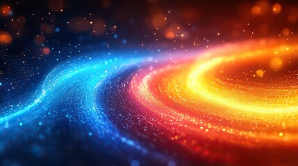 A dynamic image of fiber optic cables with soft colors creates a smooth flow. Vibrant hues of blue, orange, and yellow blend seamlessly, evoking a sense of motion and energy.