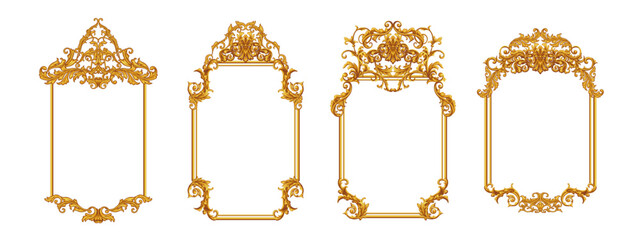 Baroque flourish frame is ornamented with scrolls and decorative leaves, classic vector style
