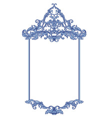Baroque flourish frame is ornamented with scrolls and decorative leaves, classic vector style