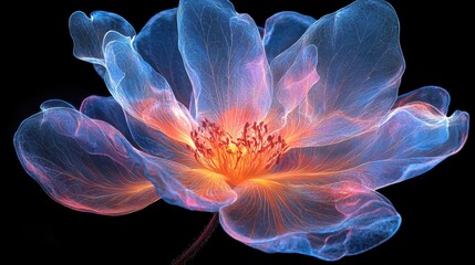 Obraz premium Ethereal floral glow of fantasy flowers digital art dark background