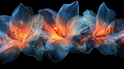 Obraz premium Glowing fantasy flowers illuminate ethereal artwork vibrant garden