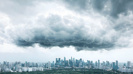 Obraz premium Storm clouds over city skyline