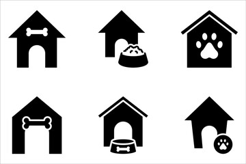 Pet house icon set, dog house symbol isolated on white background