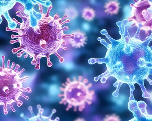 Obraz premium Microscopic Virus Close-up, Science Background (1)