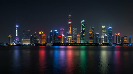 Obraz premium hong kong skyline at night