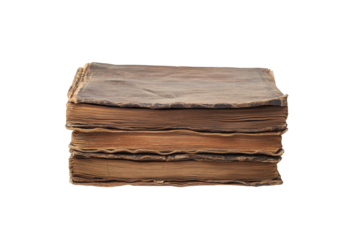 Stack of old book isolated on transparent background
