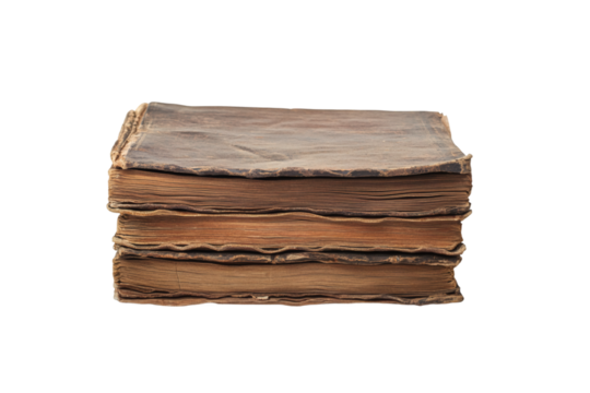 Stack of old book isolated on transparent background