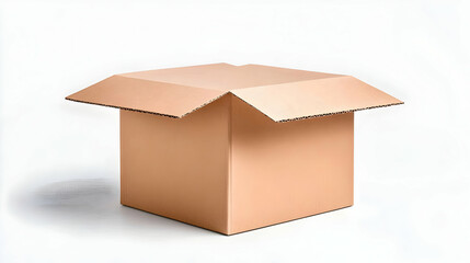 Open cardboard box on white background; shipping, delivery concept