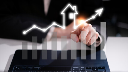 House growth chart business real estate investment finance economy price mortgage concept