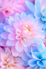 Obraz premium Pastel Dahlias Close-up, Floral Background, Soft Focus, Spring
