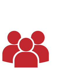Red group of people icon isolated on white background