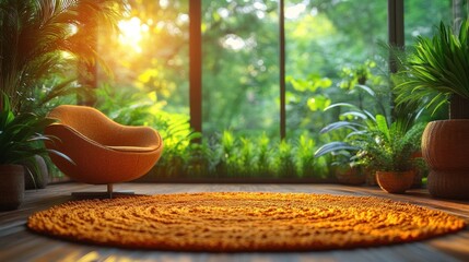 Obraz premium Relaxing indoor room with sunlight and plants