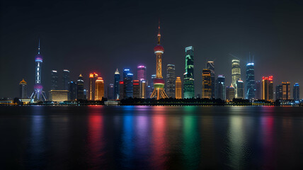 Obraz premium hong kong skyline at night