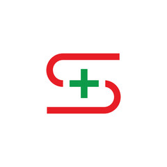 Obraz premium letter s plus medical simple colorful logo vector