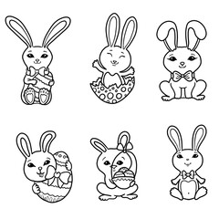 set of easter rabbits
