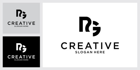RG or GR initial letter logo design vector template