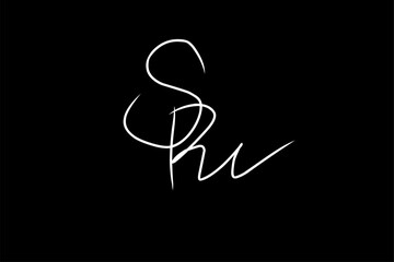 vector illustration Handwritten Signature Logo for Initial Letter SR - Vector Logo Template for Alphabet RW on black background