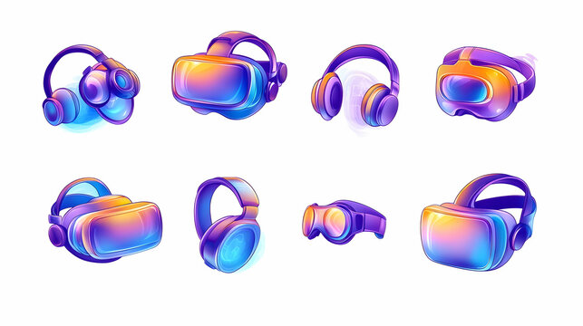 VR headsets & headphones; digital gaming icons
