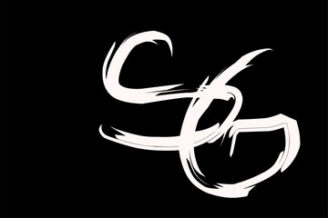 vector illustration Handwritten Signature Logo for Initial Letter SG - Vector Logo Template for Alphabet GS on black background