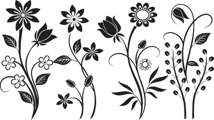 Elegant Black and White Floral Silhouettes