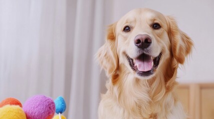 Playful Canine Education Golden Retriever Puppy with Vibrant Training Toys and Accessories on Soft Mat - Modern Pet Care Content and Developmental Promotion