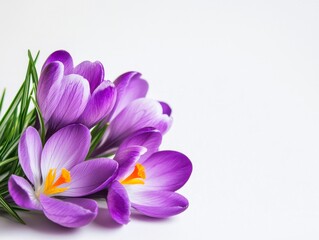 Obraz premium Vibrant Purple Crocus Bouquet Blooms Signify Spring Renewal and Floral Beauty.