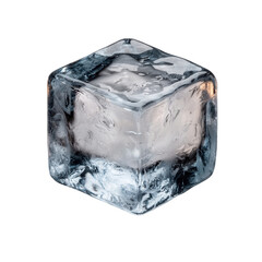 Close-Up View of a Crystal Clear Ice Cube on a White Background