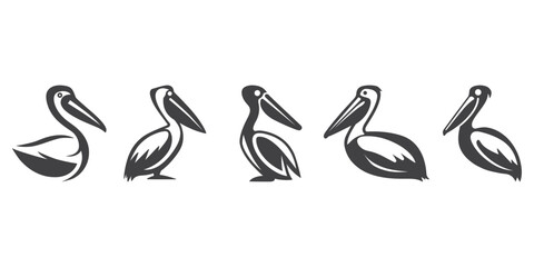 Professional Pelican Logo Icons Silhouette Vector Illustration