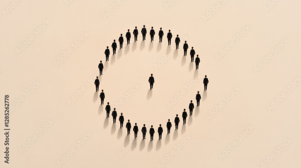 Aufkleber contemporary minimalism in military formation - uniformed troops in geometric precision on neutral b