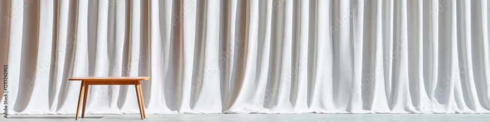 Poster vintage-inspired magic table setup sleek wooden table and draped backdrop - classic performance acce