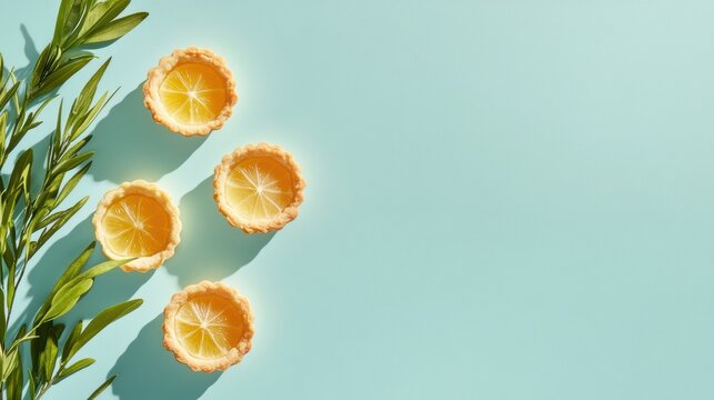Pastel Dessert Aesthetic Elegant Lemon Tart Display with Fresh Florals and Zest - Spring Culinary Art and Event Merchandising for Vibrant Gatherings