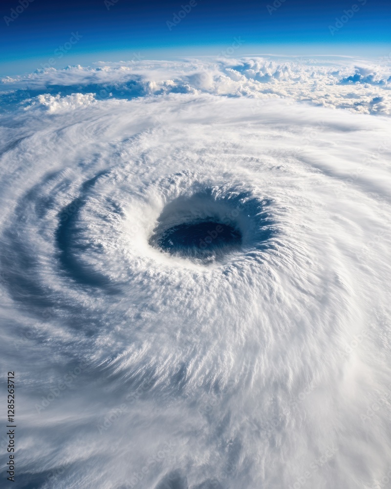 Poster dynamic satellite imagery spiral hurricane system over ocean - atmospheric data visualization for we