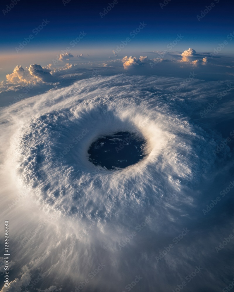 Aufkleber contemporary satellite imagery dynamic spiral storm over ocean - advanced weather monitoring and cli