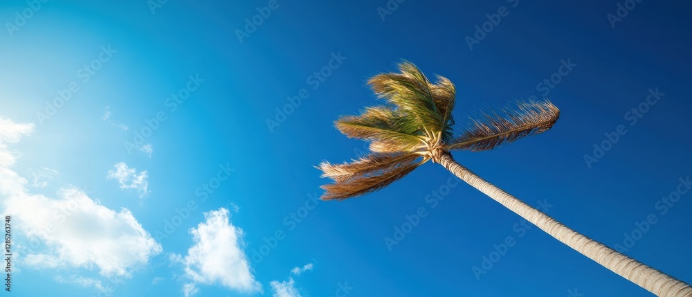 Fototapete digital meteorology visualization dynamic palm tree movement in extreme weather - advanced environme