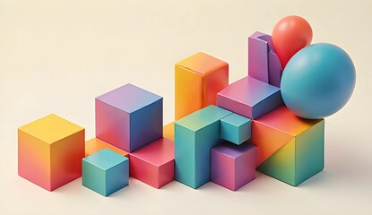 Colorful 3D Geometric Composition