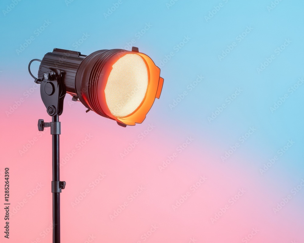 Poster vibrant stage lighting setup professional spotlight with gradient background - modern event producti