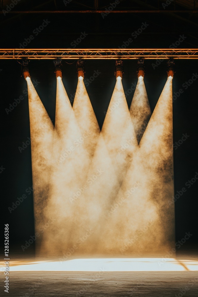 Aufkleber concert venue lighting array dynamic stage beam formations with haze effect - immersive entertainmen