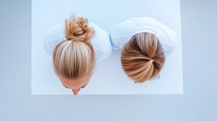 Scandinavian Minimalist Healthcare Interface Dual Professional Receptionists at Modern Desk - Streamlined Patient Experience and Efficient Hospital Operations