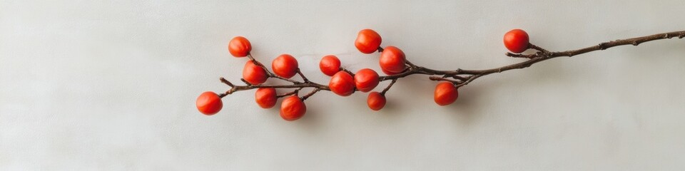 Minimalist Floral Branch Display Vibrant Cherry Blossoms on Textured Canvas - Elegant Nature Backdrop for Modern Interior Design and Tranquil Wellness Spaces