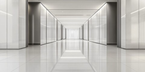 Obraz premium Stunning Minimalist 3D-Rendered White Ceramic Tile Floor with Glossy Sheen: A Symmetrical Arrangement to Elevate Your Modern Aesthetic and Interior Design Inspiration