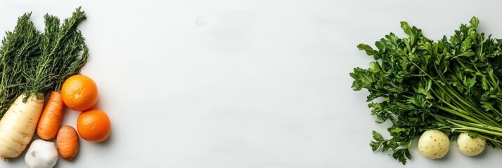 Contemporary Culinary Art Vibrant Vegetable Display with Cooking Tools on Marble for Home Cooking Content and Recipe Development in Wellness and Health Industry