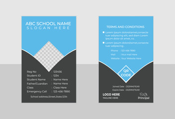 student ID card design template round and 6 colors design ready to print