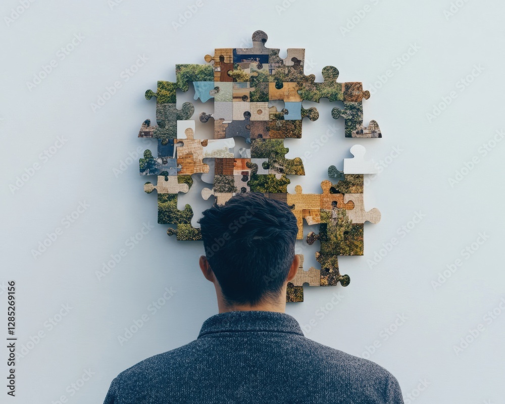 Leinwandbilder abstract puzzle head composition modern business attire with cognitive elements for innovative workp